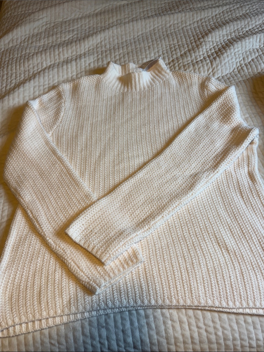 J. Crew white  Ribbed Mock-Neck Sweater